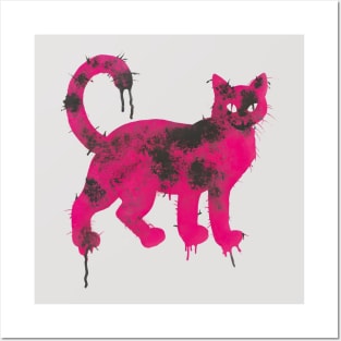 Pink Cat Spray Paint Graffiti Posters and Art